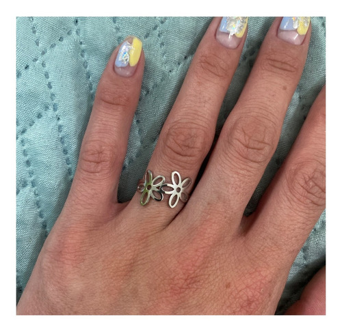 Imagen 7 de 8 de Anillos Ajustable Mujer Corazones Luna Gato Flor Acero Plata