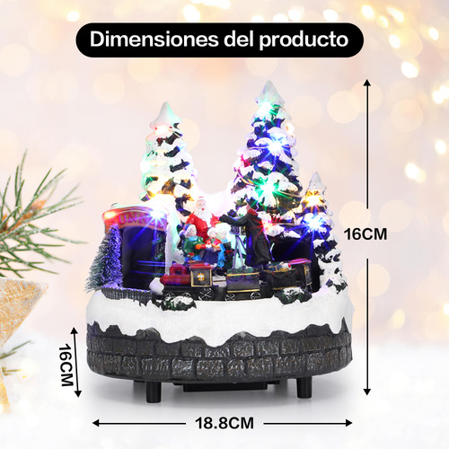 Pueblo Navideñas Musical Led Iluminadas Cm-top Villas Casa De Nieve Navideño Con Tren Figuras Decoración De Resina Adornos Navidad