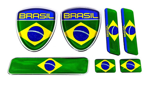 Kit Adesivos Emblemas Bandeiras Brasil Resinados 3d Res144