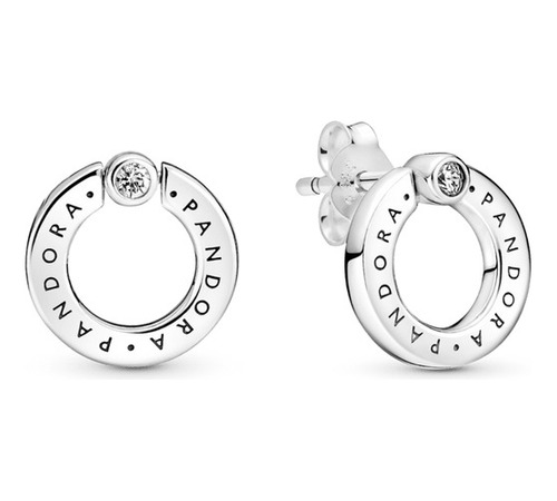 Aretes Pandora Botón Reversibles Círculo Pave Plata Ale925