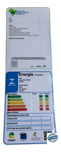 Etiqueta Frontal Consumo Toda Linha Automotiva A Partir 2013