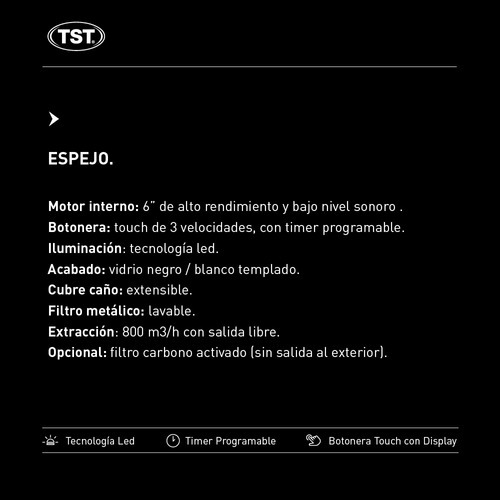 Exaustor de cozinha Tst Mirror 60 cm 3 velocidades Meflex White Color