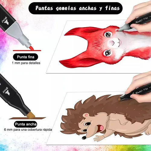 80 Marcadores Plumones Kit Juego Colores Doble Punta Pincel Surtido