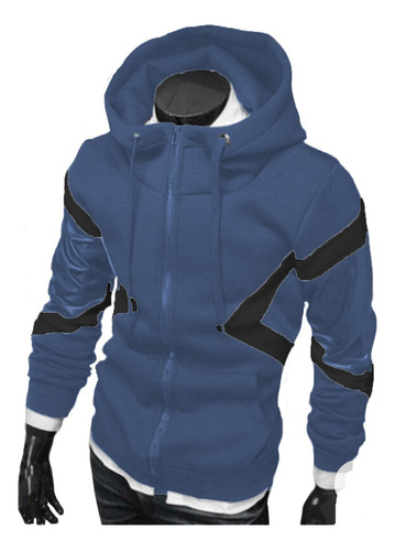 Imagen 3 de 8 de Campera Moda Cierre Cruzado Hoodie Slim Fit Canguro A10