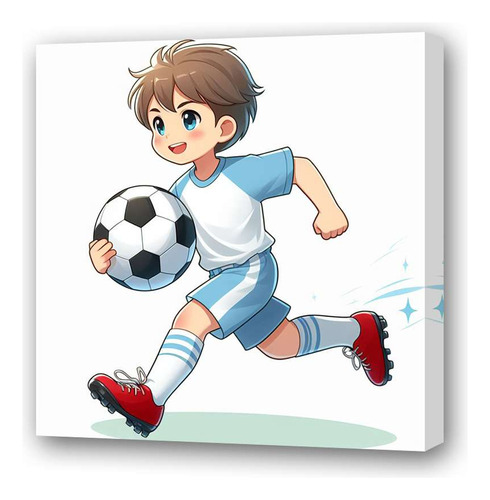 Cuadro 45x45cm Futbol Nene Corriendo Jugando Playing