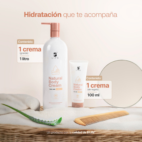 Crema Corporal Hidratante 1l. Con Karité Y Almendras. B Life Fragancia Karité Y Almendras Dulces