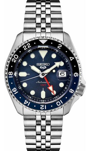 Relógio Seiko 5 Sports Gmt Ssk003 Automático Made In Japan Cor Da Correia Prata Cor Do Bisel Prata Cor Do Fundo Azul