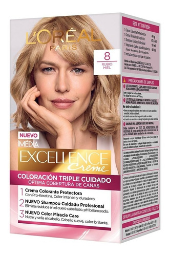 Coloración Excellence L'oréal N°8 Rubio Claro (1 Unidad)