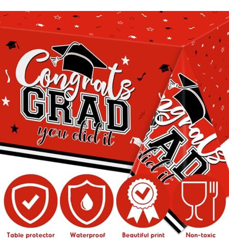 81 Piezas De Vajilla De Graduación Roja Y Negra Para La Clas