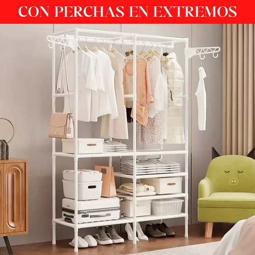 Perchero Movil Barrales Perchas Metalico Exhibidor Organiza Negro