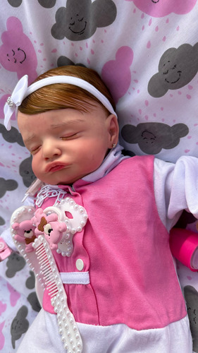 Boneca Bebê Reborn Com Cabelo Fio A Fio Realista Silicone