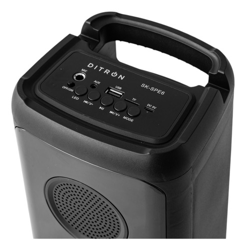 Parlante Party Inalambrico Ditron Bluetooth Led Mic/aux/tf Color Negro