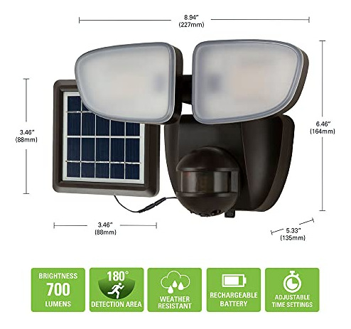 Luz Led Solar Exteriores Sensor Movimiento 180 700 Lm, Bronc