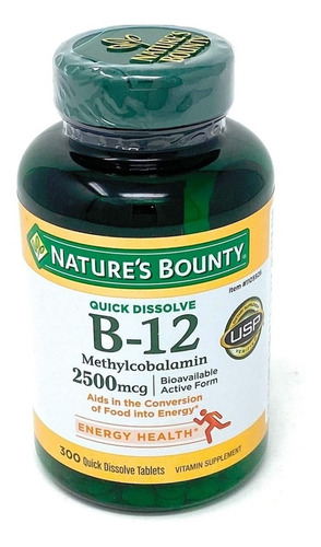 Vitamina B12 B-12 B 12 2500 Mcg 300 Tabletas Metylcobalamina