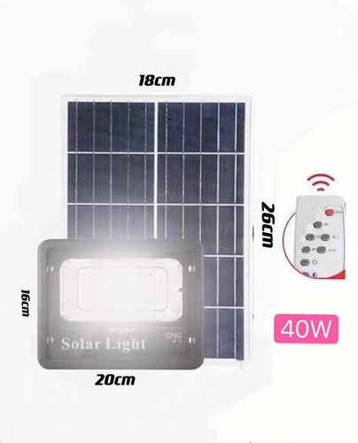 Foco Solar 40w Panel Solar Control Y 4 Metros De Cable