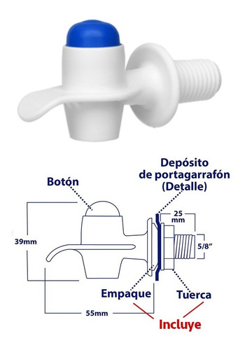 Llave Despachador Agua Blanca Boton Azul 5/8   Tricorp