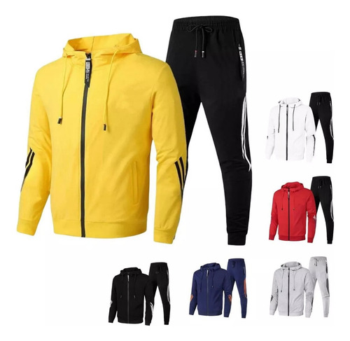 Conjunto Casual De Ropa Deportiva Con Capucha Para Hombre De