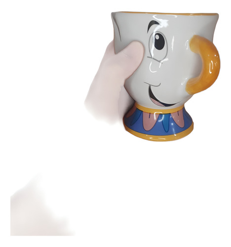 Taza 3d Chip De Cerámica - La Bella Y La Bestia 350 Ml Blanco Chip