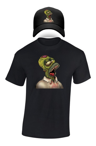 Combo Camiseta Gorra Homero Simpsons Zombie   Algodon 100%