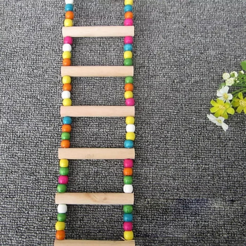 Imagen 6 de 8 de Escalera Para Ave Juguete Jaula Pájaro De Madera Natural