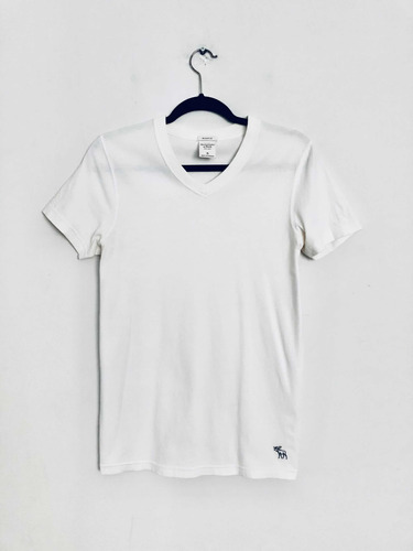 Playera Blanca Abercrombie & Fitch De Cuello En V Con Logo