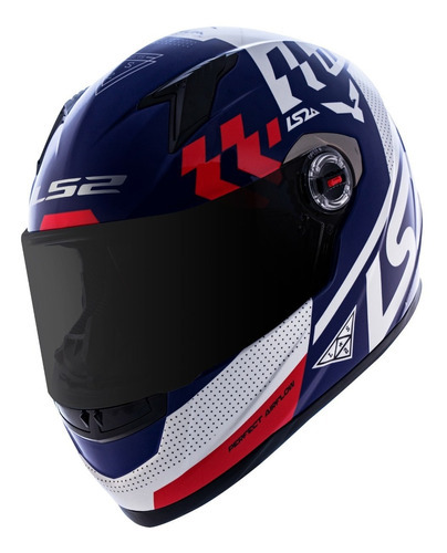Casco cerrado Ls2 Ff358 Podium, blanco, azul y rojo Lj, color blanco/azul/rojo, talla 57-58 M