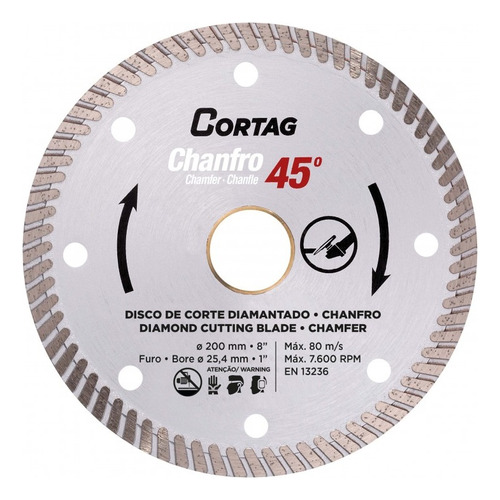 Disco Diamante Corte Turbo 45° P/ceramica-porc Cortag Rt