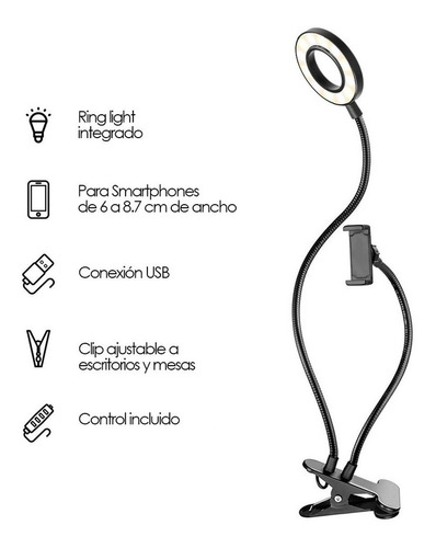 Lampara Aro De Luz Led Celular Soporte 2 En 1 Tiktok