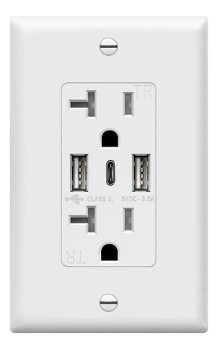 Tomacorriente Pared Con 2 Puertos Usb A 1 Puerto Usb C Rapid