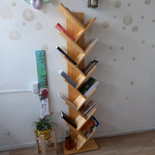 Librero Tipo Árbol Alto De Madera Para Organizar Tus Libros