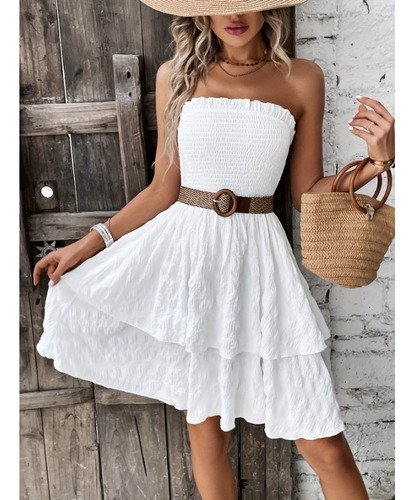 Vestido Casual Delgado Con Vaina De Color Liso Sin Mangas