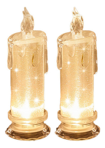Para Kit De 2 Velas Led Decorativas Medianas Con Llama Y