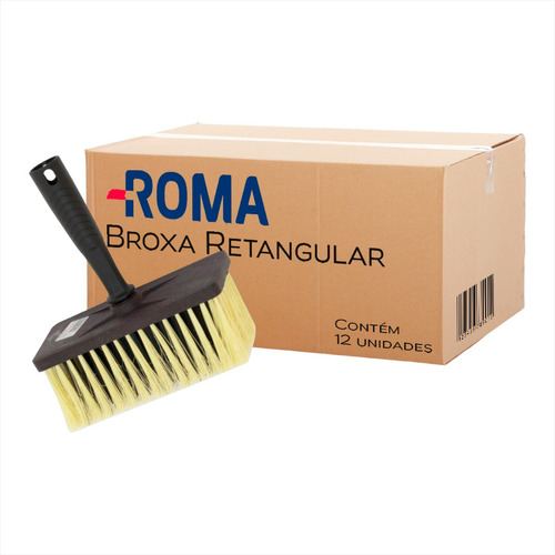 Broxa Retangular Cabo Em Polipropileno 15,5 Cm Roma Kit 12