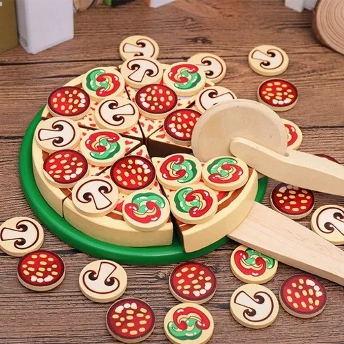Juguete De Pizza De Madera De Imitación For Niños, Juego De
