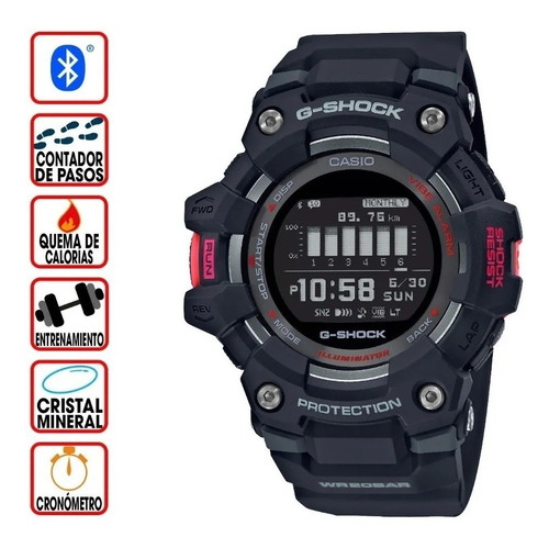 Relógio masculino G-Shock da Casio GBD-100-1dr/relógio Cor da pulseira violeta Cor da moldura preta Cor da moldura preto/vermelho Cor de fundo preta