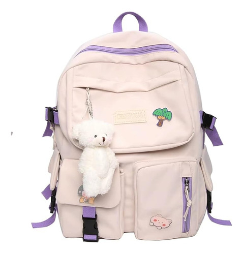 Bolsa De Colegio De Moda Para Mujeres Con Oso E Insignia Gra