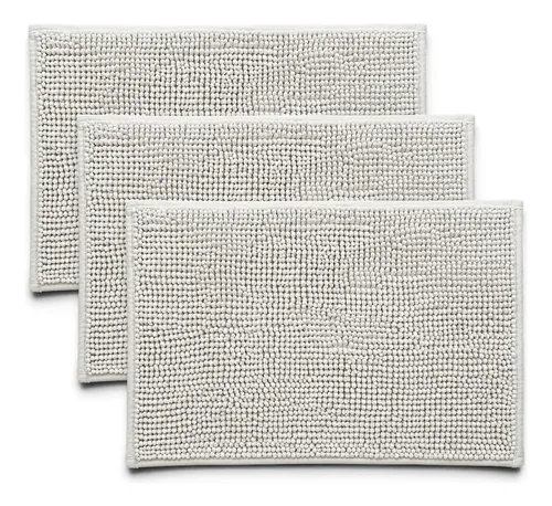 Kit 3 Tapetes Banheiro Microfibra Chenille Bolinha 40x60cm