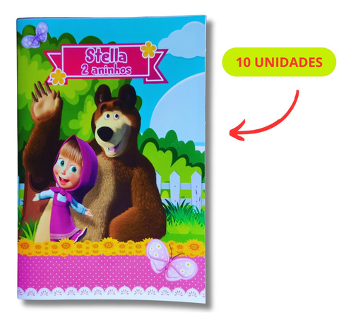 Kit 10 Livrinhos Para Colorir Marsha E O Urso Personalizado