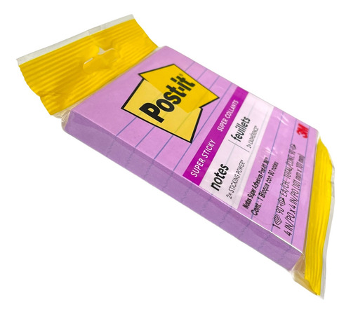 Block Notas Adhesiva 3m Post-it Super Sticky Raya 10cm 90hjs