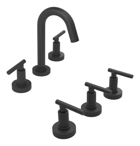 Combo Griferias Estalgrif Thunder Negro Lavtorio Y Bidet