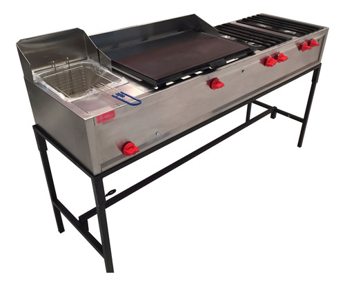 Plancha, Freidora Y 4 Quemadores 165*50*90 Acero Inox