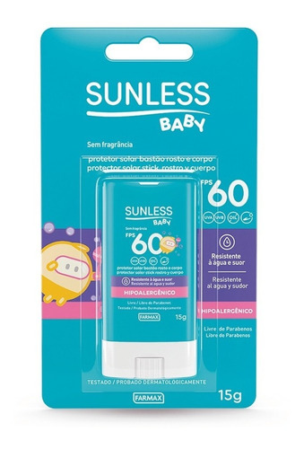 Protetor Solar Sunless Baby 60fps Bastão Resistente A Água 