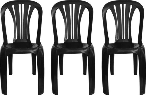 3 Cadeira Iara De Plástico Preto