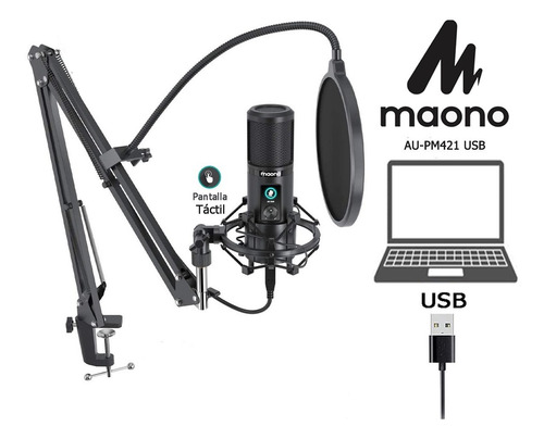Micrófono Usb Streaming Podcast Gamer Brazo Araña Antipop