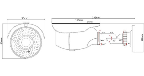Imagen 2 de 3 de Cámara Ccd Sony 700tvl - 960h - Osd - 30 Leds Bullet - Cvbs