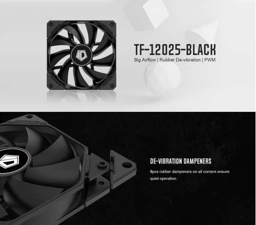 Imagen 5 de 6 de Cooler Fan Id-cooling 120mm Pwm Antivibracion Tf-12025 Negro