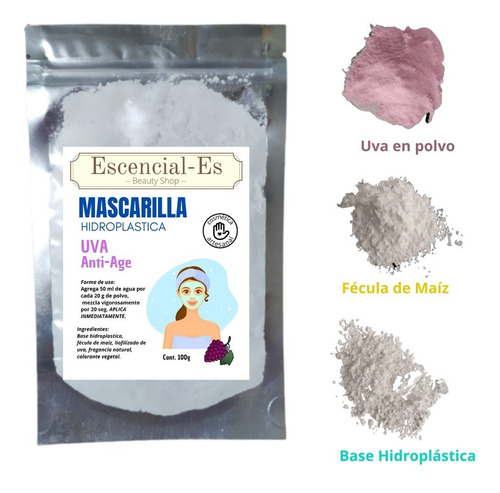 4 Mascarilla Hidroplástica 100g Azufre Uva Pepino Papaya