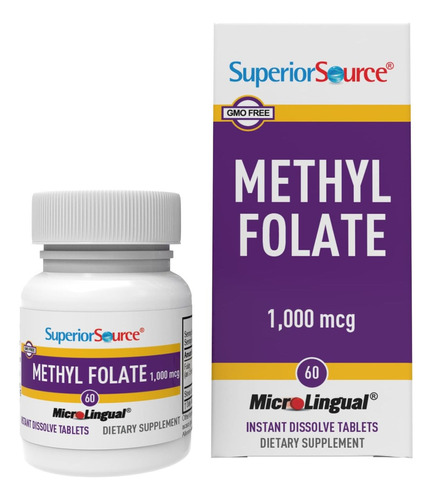 Superior Source Methyl Folate 60 Tabletas Microlinguales Sabor Sin Sabor