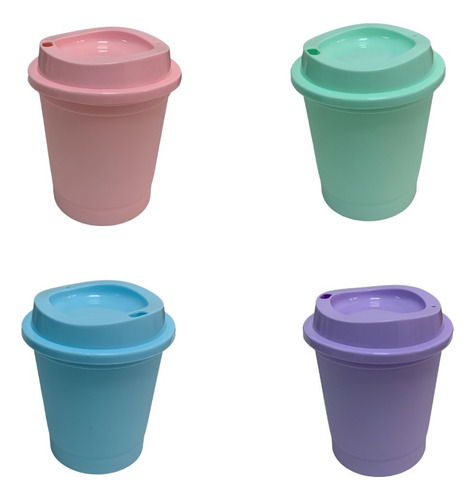 10 Vaso Mini Reutilizable 300ml Colores Pasteles