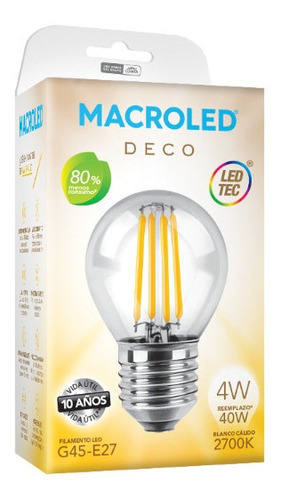 Imagen 2 de 4 de Lampara Gota Deco 4w=40w E27 Calido 2700k Macroled Guirnalda